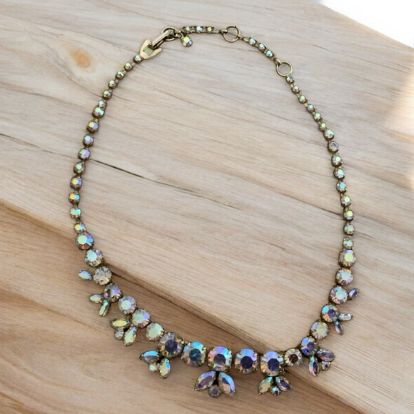 Amsel Aurora Borealis Crystal Necklace Vintage - Picture 2 of 10